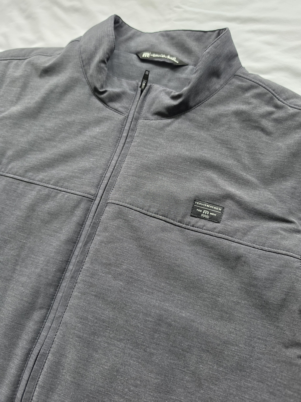 TravisMathew Mens XL Full Zip Golf Vest Gray Stretch Performance